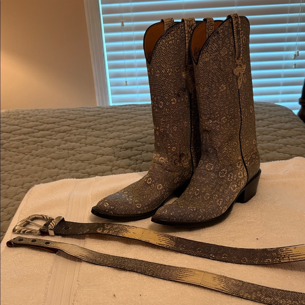 Lucchese Ring Tailed Lizard Cowboy Boots with 2 belts